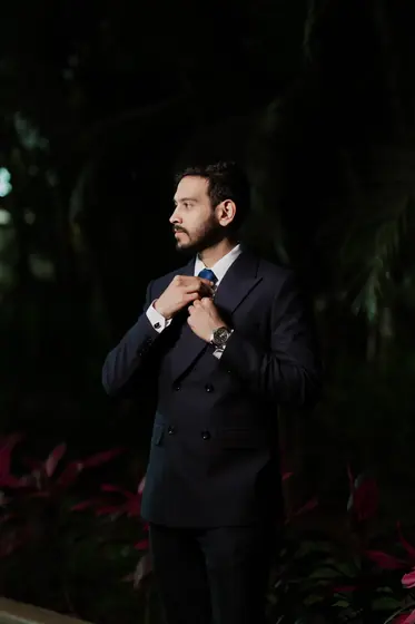 Straightening the collar — Arjith & Vani, Hubballi